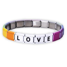 FROG SAC Italian Charm Word Bracelet for Women, Stainless Steel Tile Letter Friendship Bracelets for Women, 9mm Modular Nomination Link Charms Jewelry for Women, Cute Stretch Affirmation Accessories