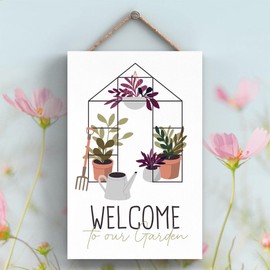 Global Designs Welcome Garden Theme Gift Idea Hanging Plaque
