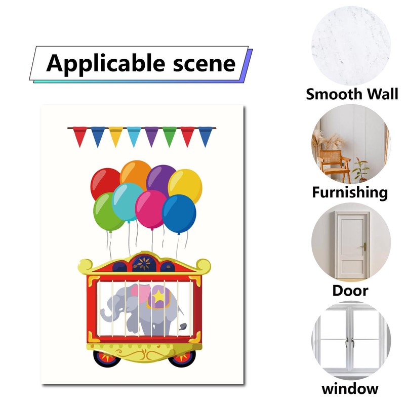 CREATCABIN 9 Sheets Circus Carnival Animals Window Stickers Clown Amusement