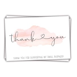 m&h invites 50 Pink Watercolor 4x6 Thank You for Supporting My Small Business - Customer Thank You for Order Cards - Small Online Business Package Insert