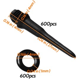 Miayaya 600 Pieces 2BA Thread Dart Tips 27mm Plastic Tip Dart Points Soft Dart Tip Point with Dart Shaft Rubber O Ring for Dart Shaft Part Replacement (Black)