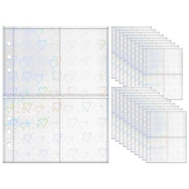 A5 Photocard Sleeves 20pcs Sheet Protectors 2.5'' x 3.7'' 4 Pocket Picture Card Insets Love Flashing Clear PP Photo Album Refill Pages for 6 Ring Binder (Love Flashing, A5-4Pocket)
