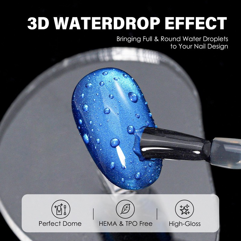 3D Water Drop Gel Top Coat, 2x18ml No Wipe Glossy