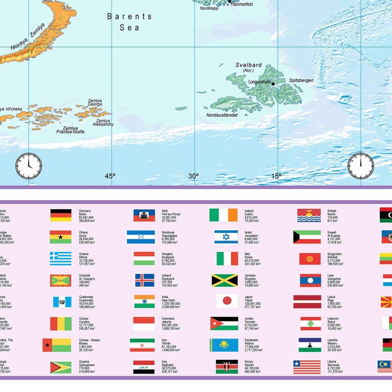 Upside Down World Political Map - 1:40m - Medium -
