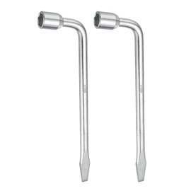 sourcing map 2pcs Car Spare Tire Lug Wrench 17mm CR-V Steel l Type Slotted End Hexagon Socket Wrench L-Shaped Tire Repair Tool for Automobile Repair