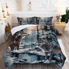 AILONEN Snow Wolf Comforter Set Queen Size, Brown Wolf Bedding