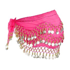 Morices Belly Dance Hip Scarf, Belly Dancing Skirt Hip Scarves with Dangling Gold Coins for Performance Costume Belly Dance Yoga Class