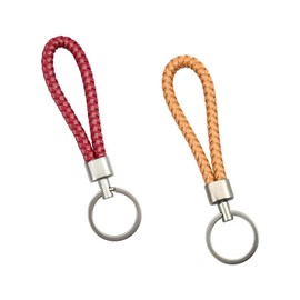 suaywo Pack of 2 Braided Leather Key Fob Leather Car Key Fob, E