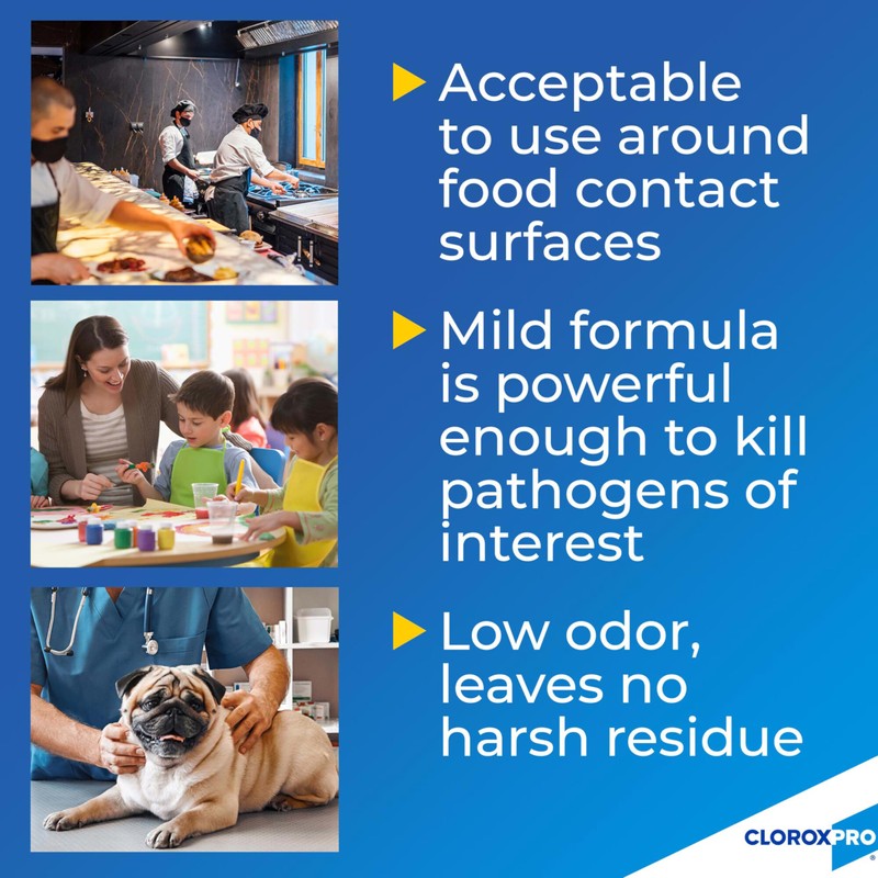 CloroxPro Anywhere Daily Disinfectant and Sanitizer, No-Rinse Food Contact Sanitizer,