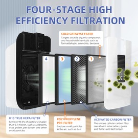 Pulluty HSP001 True HEPA Filter Replacements for Air Purifier Filters HSP001,4 in 2 H13 True HEPA Filter with Activated Carbon Pre-Filter,3 Pack