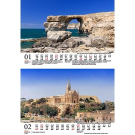 Reisezauber Malta DIN A5 Desk Calendar for 2025 Mediterranean City Country Set Contents: 1 x Calendar, 1 x Christmas Pendant, 1 x Greeting Tag (Total 3 Pieces)