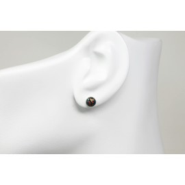 Salish Sea Inspirations Handmade Simulated Opal Titanium Hypoallergenic Stud Earrings (6mm Black)