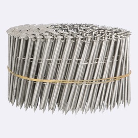 LiGuVCY Stainless Steel Siding Nails - 1-1/4x0.09 Ring Shank 15 Degree Coils, 1200 Count Small Cap Coil Roofing Ring Shank Siding Nails for Cedar Siding and Fencing, Etc