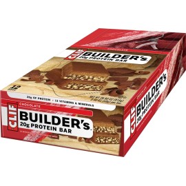 Barritas proteicas de chocolate Clif Builder's - Recuperación a base de plantas, 20 g de soja y nuez