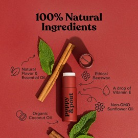 Poppy & Pout Cinnamint Jumbo Lip Balm | All Natural Lip Balms & Moisturizers | Hydrates with Beeswax, Vitamin E, Organic Coconut Oil | Cruelty-Free | Lip Balm in Recyclable Cardboard Tube