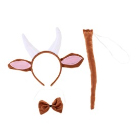 Ipetboom 1 Set Animal Headband Cosplay Set Adorable Goat Horns Bowknot Tie Tail Gloves for Birthday Festivals Costume Parties Comfortable Photo Props