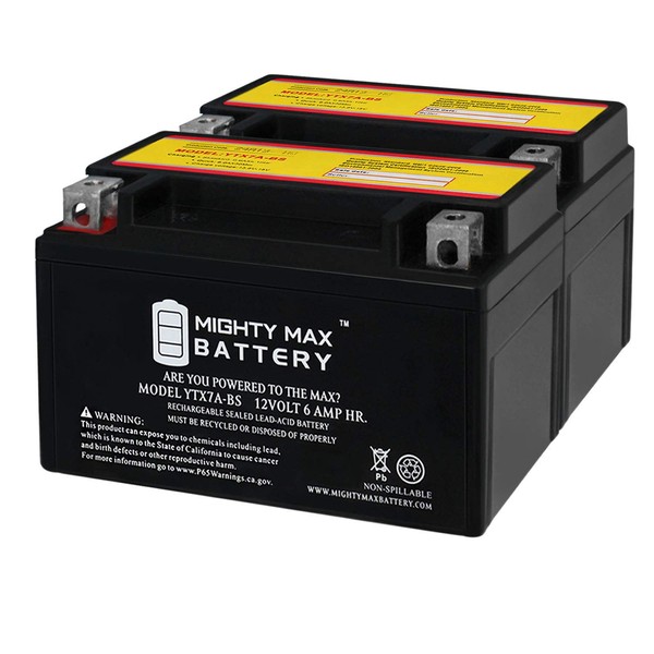 Mighty Max Battery YTX7A-BS 12V 6AH Replacement Battery for YUASA YTX7A Sealed - 2 Pack Brand Product