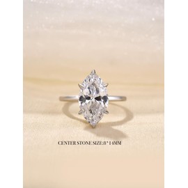RODIFFY 3.5CT Marquise Cut Engagement Ring,Simulated Diamond Ring,925 Sterling Silver 18K Yellow/White Gold Plated Promise Ring, 5.5, Metal, Cubic Zirconia, (Style 1)White Gold