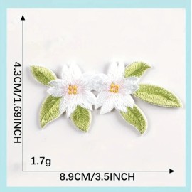 1 pcs Embroidered Flower iron on patch applique 3+ 5/8 x 1 +7/8 inch
