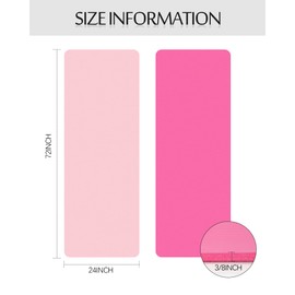 Woanger 2 Pack Thick Yoga Mat for Home Workout 3/8 Inch Exercise Mat with Strap Non Slip Yoga Mat for Women Men Kid Gym Pilates Outdoor Training Stretching Fitness Family 2 Color (Pink, Rose Red)