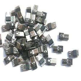 30PCS USB Type B Standard Micro Port Male Solder Plug 5pin Male Jack Socket Connector Direct Jack Socket Connector Solder Welding Welding Plate for DIY USB Power Supply Breadboard Micro Male Connector