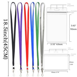 Lanyards with Id Holder Name Badges Waterproof Name tag Badge Holders with Neck Blue Lanyard Swivel J-Hook Clip 50 Pack
