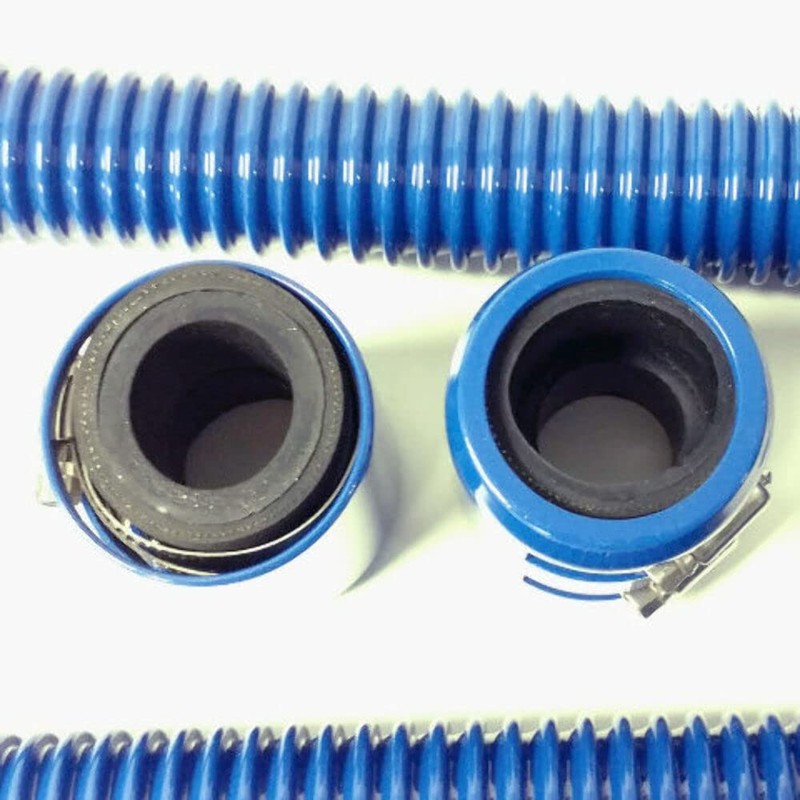 48" Blue Stainless Flexible Radiator Hose Kit w/Blue End Caps