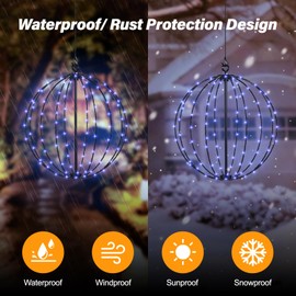 JIMACRO Solar Fairy Lights Outdoor, 30 cm Large Garden Hanging Metal Hanging Solar Lights 120 LEDs Solar Fairy Lights Outdoor Waterproof Solar Lanterns Christmas Decoration Fairy Lights