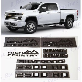 GM Auto 2019-2022 Gloss Black Fender High Country 2500HD Duramax Rear Silverado Emblems