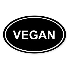 CafePress Vegan Sticker (Black Oval) Oval Car Bumper Sticker