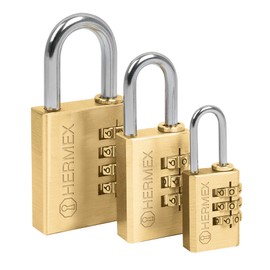 Brass padlock, 28mm combination, blister