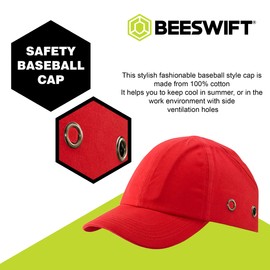Beeswift - Safety Baseball Cap with ABS Shell for Lightweight Head Protection - Certified Safety Work Hat - Caps for Men, Caps for Women - 100% Cotton