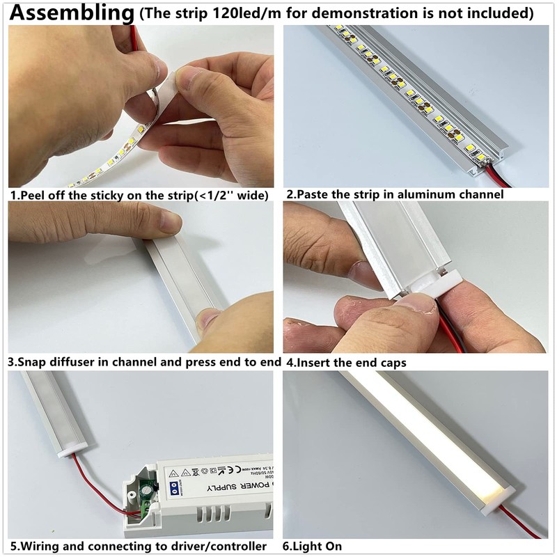 THMOOTHER Recessed LED Strip Channel Diffuser 10-Pack 6.56FT,23.5X7MM LED Tape