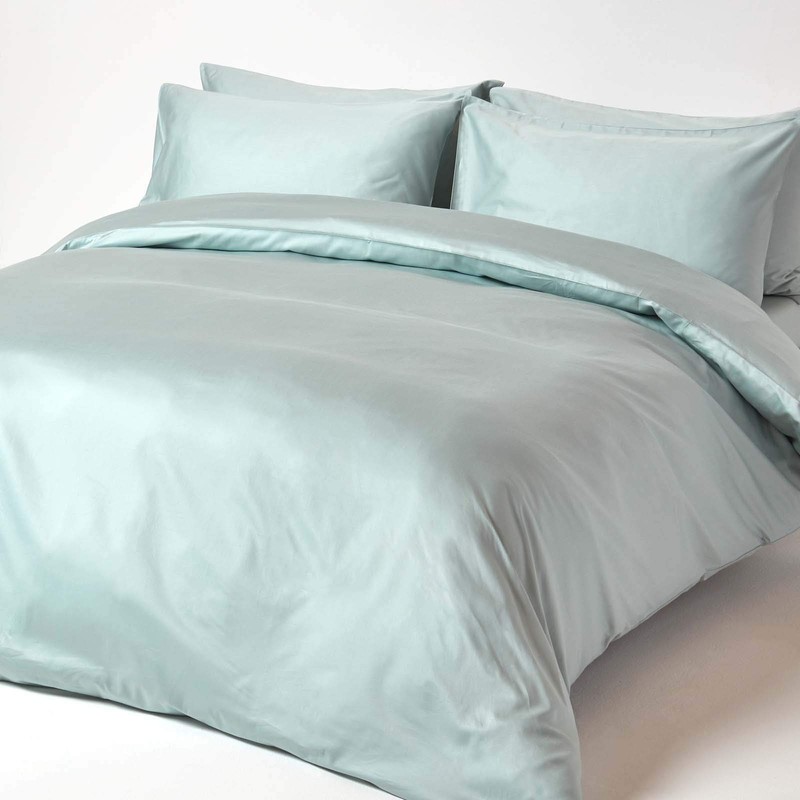 Homescapes Plain Duck Egg Blue Fitted Sheet Single Size 400