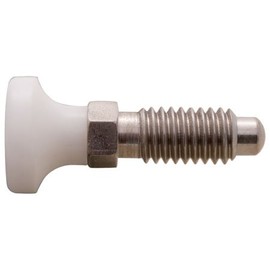 M12 x 1.75 x 25mm, End Force-8.00 Newtons, Steel Body/Plunger, White Delrin Plastic Handle, Locking Element, Non-Locking, Hand Retract. Spring Plunger (1 Each)