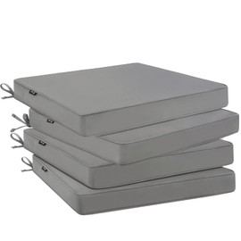 Favoyard Outdoor Chair Cushions 19"W x 19"D x 2"T Set of 4 Patio Chairs Cushions 3-Year Fade Resistant & Waterproof Cushions for Outdoor Furniture with Hidden Zipper, Attach Straps for Dining Chairs