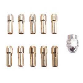IWOMA 11PCS Brass Collet FitsDremel Rotary Tools Including 0.5/0.8/1.0/1.2/1.5/1.8/2.0/2.4/3.0/3.2mm 11 Pcs Collet Set Copper Collet Chuck For Engraving Machine & Milling Lathe Tool, Silver Nut