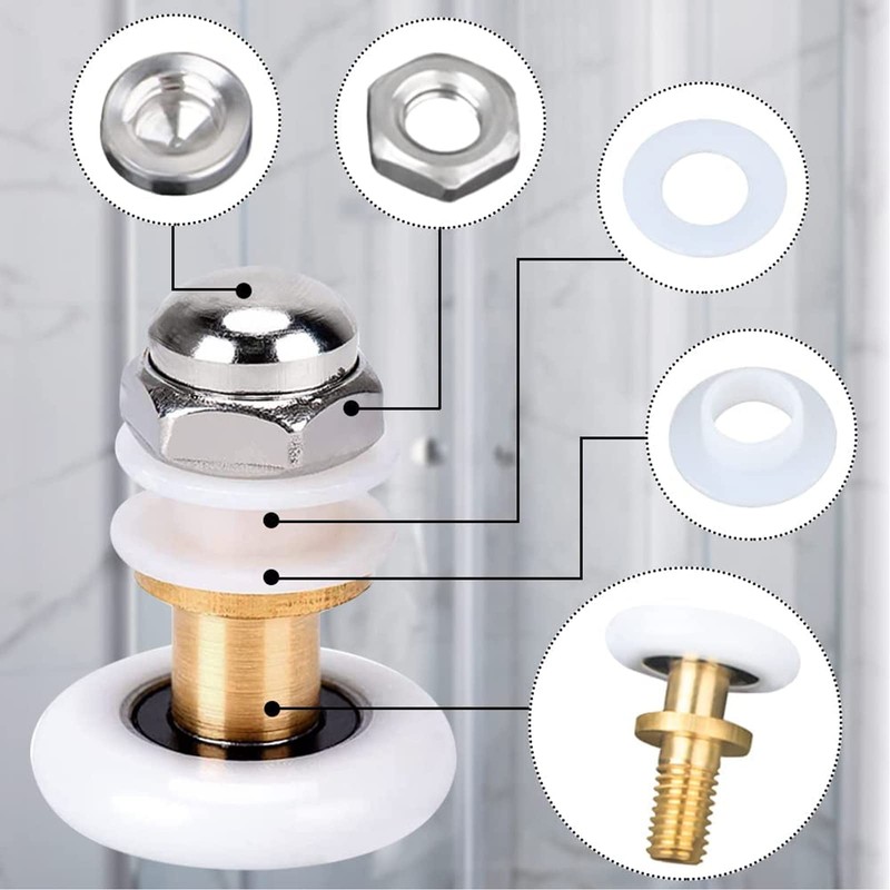 Qikuver 23 mm Shower Cubicle Rollers, Sliding Door Rollers, Replacement