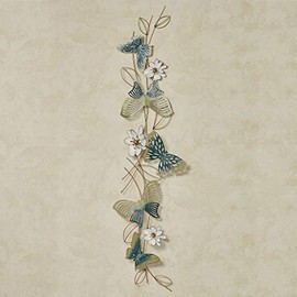 Signs of Spring Butterfly and Flowers Metal Wall Art, 52 by 14.5 Inches, Green