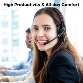 MKJ Call Center Telephone Headset with Microphone Noise Canceling Corded RJ9 Phone Headset for Aastra 6753i Avaya 1408 9508 Polycom Nortel Gigaset Toshiba Fanvil