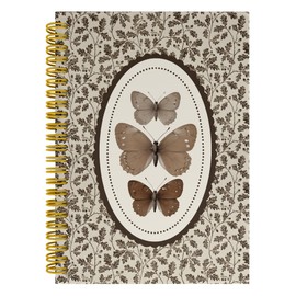 LUKIPOM Vintage Boho Floral Moth Notebook Journal, Cottagecore Neutral Botanical Butterfly Spiral Notebook 5.5x8.3, Butterfly Journal for Office School Supplies