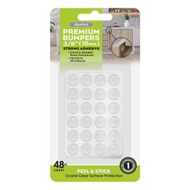 Slipstick Premium Cabinet Door Bumpers 3/8” Round Clear Adhesive Pads, Cabinet Stoppers, Rubber Bumpers for Drawers, Cupboards, Cutting Boards, Glass Tops, Picture Frames, Furniture, 48 Dampers