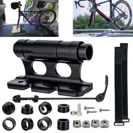 MTSBDM Aluminum Alloy Bike Fork Mount Rack with 4 Thru Axle Adapters – Quick Release Mount for Trucks, SUVs, Cars, Trailers