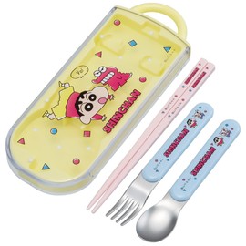 Skater TACC2AG-A Crayon Shin-chan Trio Set, Chopsticks Spoon, Fork, 23, Antibacterial, Made in Japan