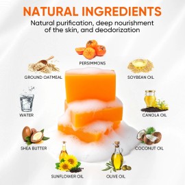 Ryh 3 PCS Persimmon Soap Bar for Old People Smell, Natural Deodorant Body Face Bar S