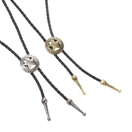 ElevateTech 2Pcs Bolo Tie for Men Western Cowboy Leather Bolo Tie Retro Style Ties Supplies Star Accessories Western Cowboy Banquet Birthday Gift Suitable Casual Wearsuits