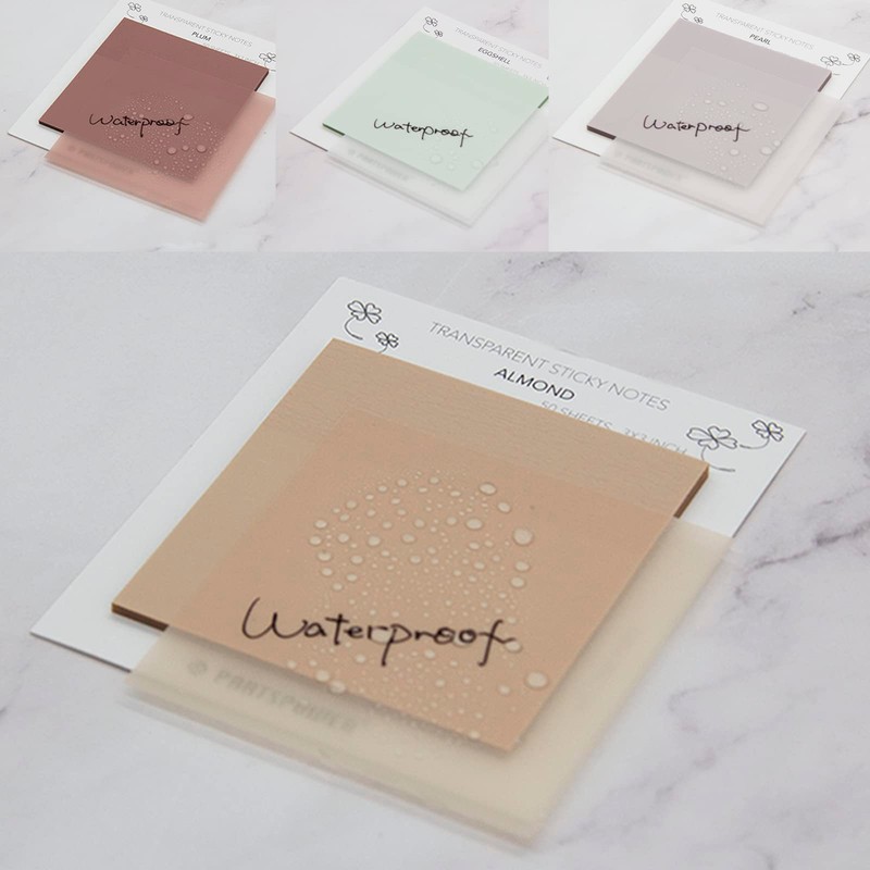 Pastel Transparent Sticky Notes, 4 Packs 3X3 Inch See Through