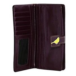 Shag Wear Book of Birds Large Wallet for Women and Teen Girls Vegan Faux Leather 7" Burgandy