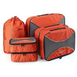 G4Free Packing Cubes 6 Set Travel Storage Bags Packing Organizer Set Multi-Functional Clothing Sorting Packages,Travel Packing Pouches,Luggage Organizer(Orange)
