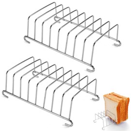 Pack of 2 Toast Racks, Stainless Steel Toast Rack, Toast Rack for Hot Air Fryer, Silver Toast Rack Bread Holder, 8 Slice Grid Toast Holder, Toast Holder for Airfryer for Bread Rack, Dining Room